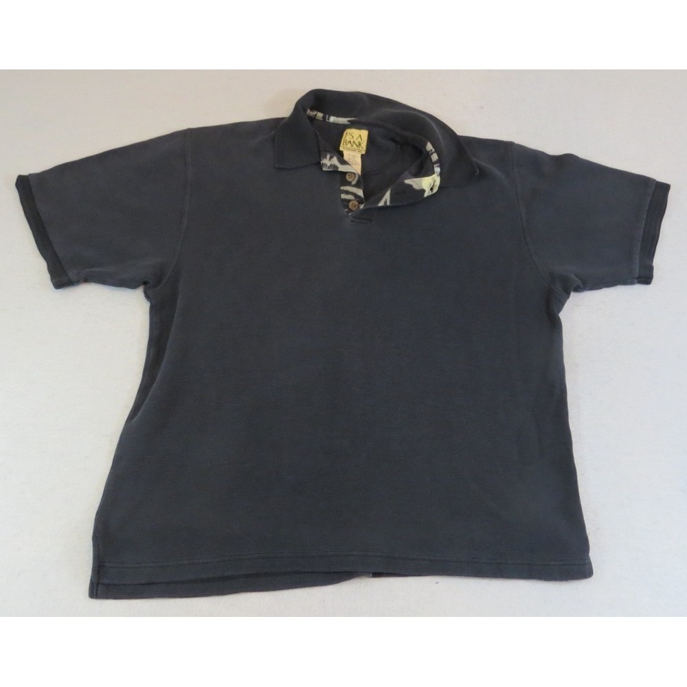 Vintage Jos A Bank Silk Cotton Blend Ribbed Polo Pattern Collar Shirt Men's Med